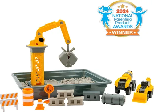 Vista 2 de CAT Dig N Build Juego de Concreto Moldeable - Compuesto de Concreto Moldeable de 12 onzas, Grúa, 2 Vehículos de Máquinas Pequeñas, Moldes