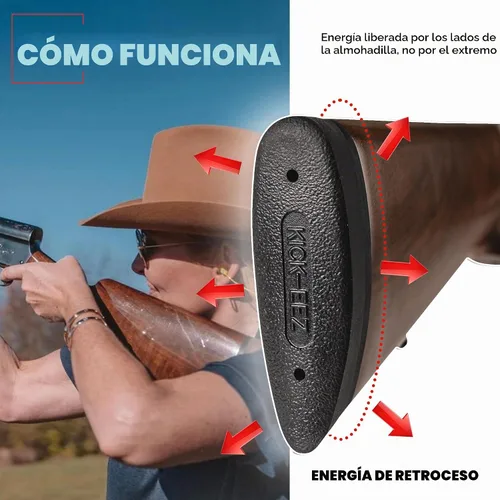 Vista 6 de KICK-EEZ Almohadilla de retroceso multiuso para amolar para ajustar, almohadilla de culata Sorbothane para escopetas y rifles, fabricada en Estados