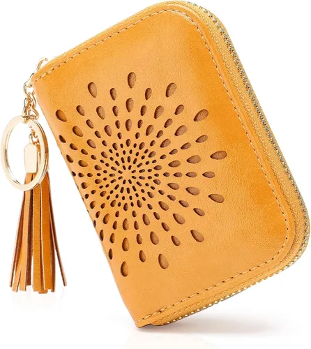 Vista 9 de APHISON RFID - Porta tarjeta de crédito con llavero, cartera pequeña con cremallera para mujer, Moderno