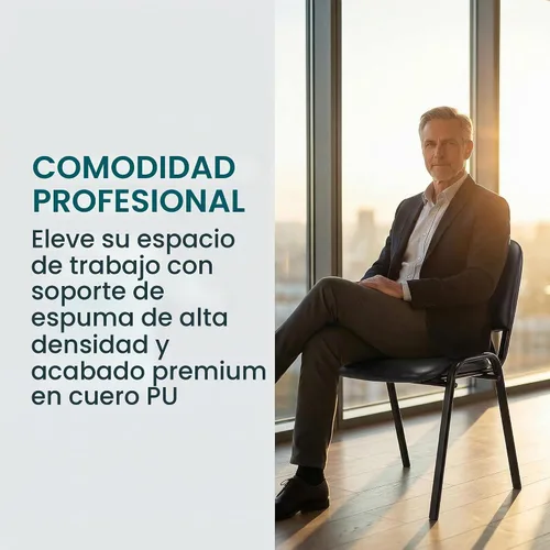 Vista 3 de Shunzhi - Juego de 5 sillas apilables para invitados de oficina y recepción Negro