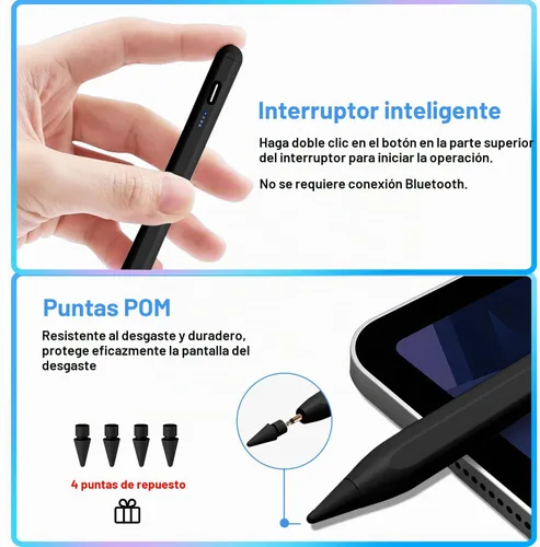 Vista 7 de Lápiz capacitivo para iPad 9ª y 10ª - Lápiz de carga Type-C para iPad con rechazo de palma, lápiz activo compatible con (2018-2025) Apple iPad