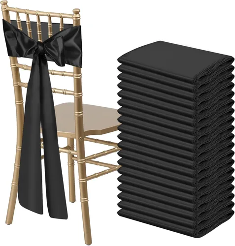 Vista 8 de 10 PCS Lazos de Satén Azul Bebé para Sillas Bandas Universales Cintas para Sillas Lazos Traseros para Bodas Fiestas Recepciones Eventos Banquetes
