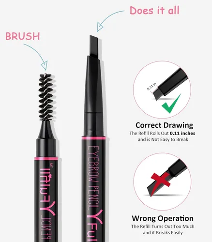 Vista 9 de Yfulfill Lápiz de Cejas Negro - Lápices de Cejas Impermeables para Mujeres Waterproof Eye Brow Pencil Black Color for Naturally Black Hair.