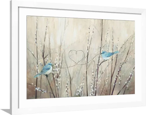 Vista 12 de ART.COM Lienzo enmarcado para pared, cuerda neutra de pájaros bonitos por Julia Purinton, decoración de animales, 18 x 12 pulgadas, marco negro