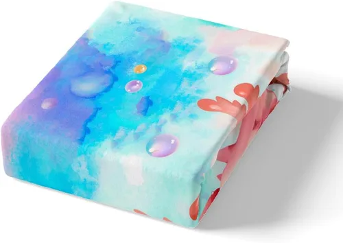 Vista 4 de Castle Fairy Bonito juego de sábanas de Axolotl, juego de sábanas de teñido anudado colorido, juego de ropa de cama de animales Kawaii para niños