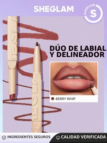 Vista 2 de SHEGLAM Juego de delineador de labios mate 2 en 1 y lápiz labial de larga duración Makeup-Berry Whip