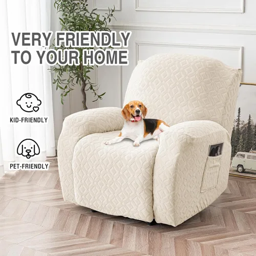 Vista 4 de Gennia Funda Impermeable para Silla Reclinable, Fundas Elásticas para Sofá Reclinable con Bolsillos, Fundas Lavables para Silla Reclinable Lazy Boy