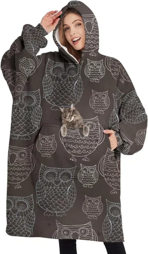 Vista 23 de Wearable Oversized Blanket,Sherpa Blanket Hoodie with Super Pockets,Super Warm Fuzzy Pullover for Women & Men