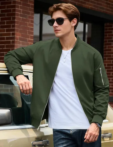 Vista 2 de MAGNIVIT - Chaqueta bomber ligera para hombre, cortavientos, casual, para primavera y otoño, para exteriores