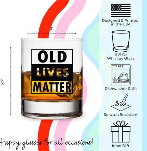 Vista 5 de Old Lives Matter - Vaso de whisky escocés, 11 onzas, divertidos regalos de jubilación o cumpleaños para hombres, regalo único para papá, abuelo