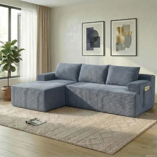 Vista 40 de Sofá modular Cloud de 108 pulgadas, moderno sofá deshuesado con otomana móvil, sofá modular de asiento profundo, sofás esquineros de pana para sala