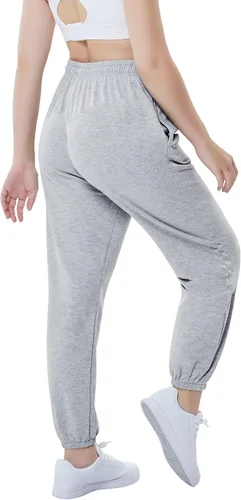 Vista 3 de KOJOOIN Pantalones deportivos casuales holgados para mujer, de cintura alta, pantalones deportivos con bolsillos