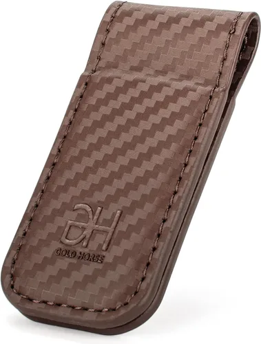 Vista 11 de GH GOLD HORSE Clip magnético delgado para tarjetas de visita de cuero genuino para hombres (negro)