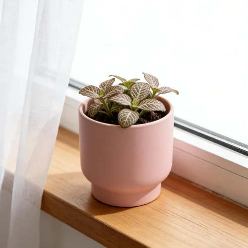 Vista 9 de LB 4.3 Inch Pink Ceramic Flower Plant Pot, Small Succulent Planters Rosa