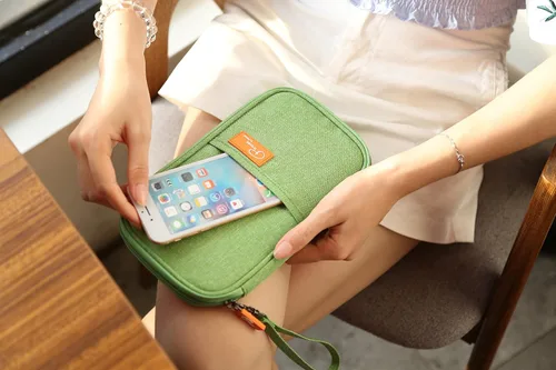 Vista 8 de P.travel Cartera impermeable para pasaporte de viaje y tarjetero de crédito, bolsa para documentos, bolsa pequeña con bolsillos con cremallera