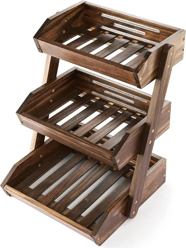 Vista 8 de Cesta de frutas de 3 niveles para cocina - Resistente, multifuncional, soporte de frutas y verduras de gran capacidad con organizador de refrigerios