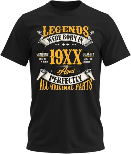 Vista 42 de Camiseta de cumpleaños para hombre, leyendas nacieron en 19XX, camiseta Negro