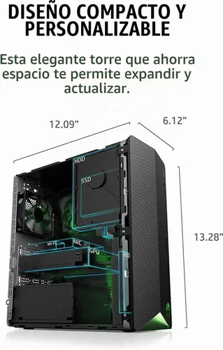 Vista 4 de HP Escritorio Pavilion Gaming TG01 2022 para juegos, procesador Intel Core i5-10400F, NVIDIA GeForce RTX 3060, 9 puertos, HDMI, Wireless-AC