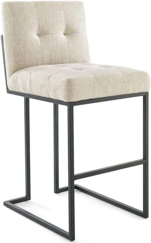 Vista 12 de Modway Privy Taburete tapizado de tela de acero inoxidable negro, beige
