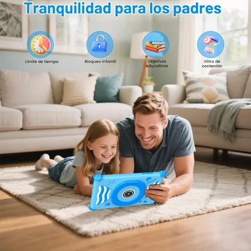 Vista 3 de ascrecem Kids Tablets 7 Inch Android 15 Toddler Tablet for Kids with 2.4G+5G WiFi6 Penta Core 6GB RAM 32GB ROM Childrens Tablet Dual Camera 128GB