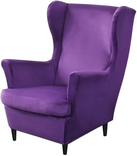 Vista 11 de OBCREAT Fundas para silla Wingback, 2 piezas de terciopelo elástico con respaldo de ala, fundas de sofá para silla de ala suave con parte inferior