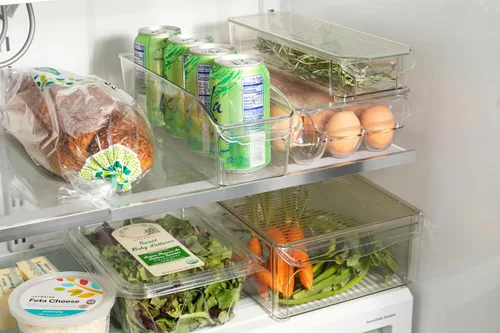 Vista 4 de Core Kitchen Contenedor organizador para refrigerador y congelador con tapa extraíble, 11.81 pulgadas de largo x 3.54 pulgadas de ancho x 11.81