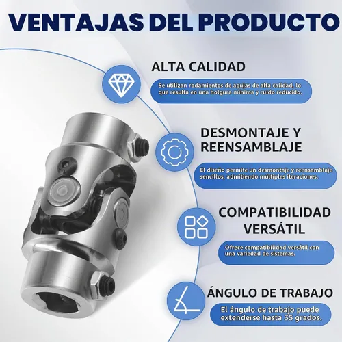 Vista 7 de 3/4 DD X 3/4 DD Junta Universal de Eje de Dirección en U, Acoplador de Eje de Dirección Universal con Recubrimiento en Polvo de Acero Cromado, Junta