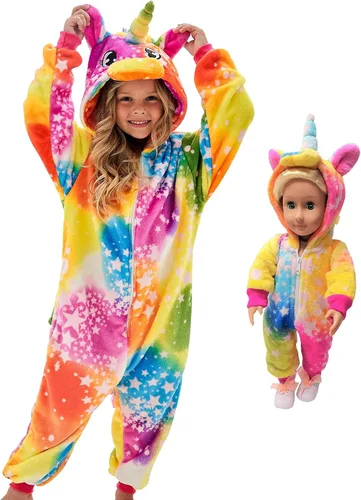 Vista 17 de Disfraz de unicornio con capucha para niñas, disfraz de una pieza para Halloween