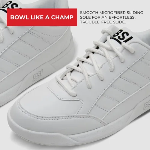 Vista 4 de BSI Youth Boys Sport Bowling Shoe - Lightweight Leather Shoes with Cushioned Support, WhiteBlack, Kids