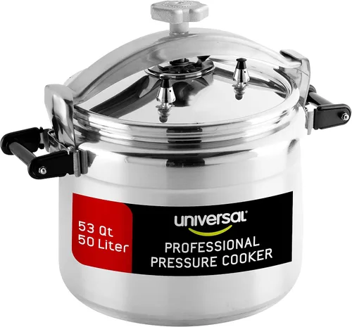 Vista 10 de Universal Olla a presión de aluminio grande de 15.8 cuartos de galón para uso profesional, grado comercial, 1 válvula de seguridad, asas reforzadas