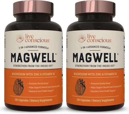 Vista 10 de Live Conscious Magwell Magnesio, Zinc y Vitamina D3 - Glicinato de magnesio, malato y citrato - Suplemento triple para mujeres y hombres