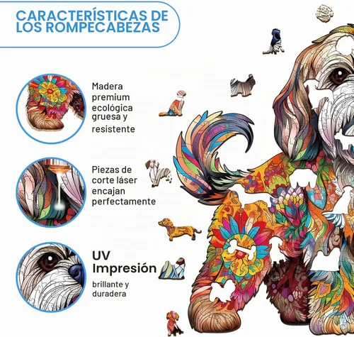 Vista 2 de Rompecabezas de madera para adultos, rompecabezas de madera de perro Shih Tzu, rompecabezas de corte de forma de madera única, el mejor regalo
