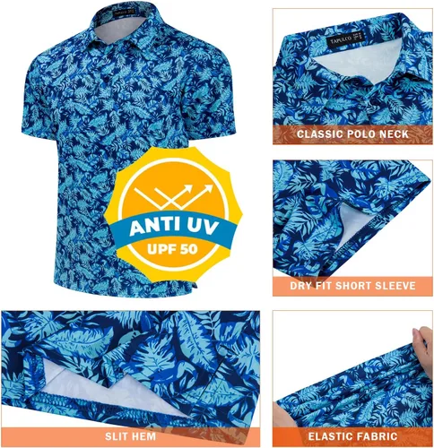Vista 127 de TAPULCO Camisetas tipo polo de secado rápido para hombre, diseño de camuflaje, atléticas, ligeras, transpirables, casuales, para golf