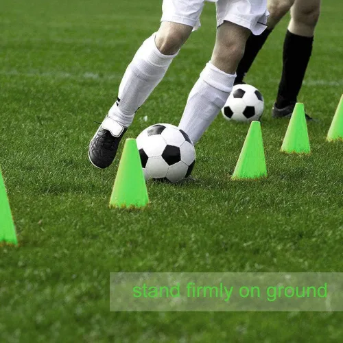 Vista 3 de Conos de fútbol, 10 unidades de plástico de polietileno, conos de marcador de fútbol, conos de baloncesto de fondo cuadrado, conos deportivos