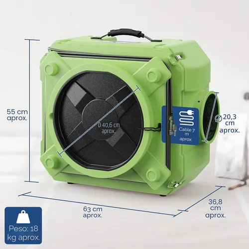 Vista 7 de ALORAIR Depurador de aire con filtración de 3 etapas, máquina de aire negativo apilable para uso industrial y comercial, filtro de aire resistente