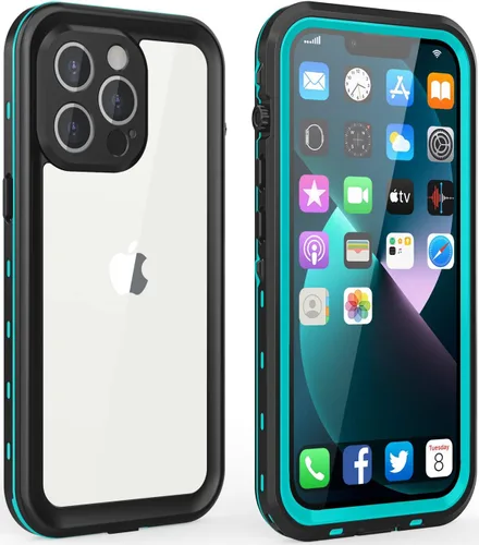 Vista 9 de Funda impermeable diseñada para iPhone 13 Mini, funda de cuerpo completo con protector de pantalla y protector de lente de cámara, a prueba