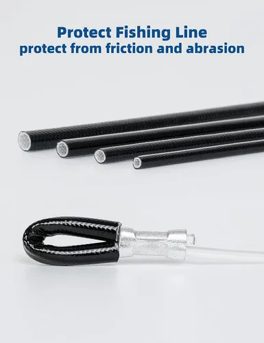 Vista 2 de BLUEWING Funda de fibra de vidrio de silicona, 20 piezas, línea de pesca, protección suave, Chafe, tubo de engranaje, trenzado, protector de Negro
