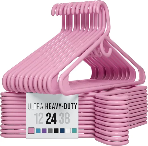 Vista 27 de NEATERIZE Perchas de ropa de plástico ultra resistentes - Aqua - Percha duradera para abrigos, trajes y ropa. Perchas De Ropa (Paquete de 12 - Aqua)