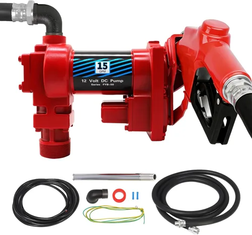 Vista 9 de Bomba de transferencia de combustible a prueba de explosiones de 12 voltios y 15 GPM (paquete A) Fuel Transfer Pump Compatible with Gasoline