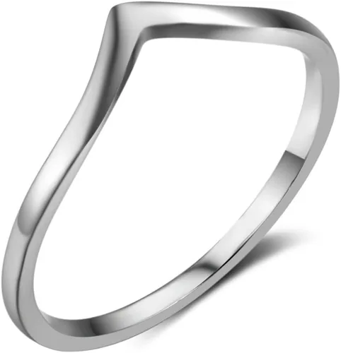 Vista 3 de Jude Jewelers - Anillo de promesa clásico simple y liso con chevron puntiagudo de acero inoxidable Negro