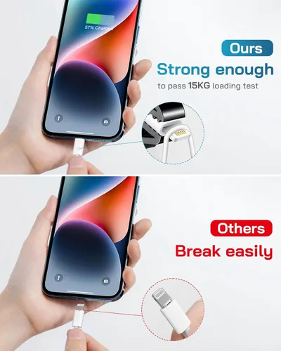 Vista 4 de CXX Cargador rápido para iPhone [3 unidades, certificado MFi], bloque PD USB-C de 20 W con cable de carga de 6 pies compatible con iPhone Blanco