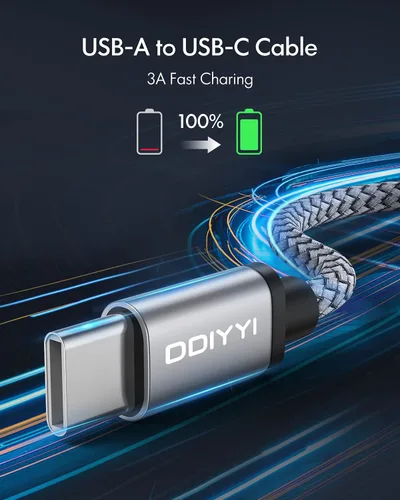 Vista 2 de DDIYYI Cable USB C, paquete de 3 (3 pies+3 pies + 10 pies), cable de carga USB A a USB C tipo C, cable de carga trenzado para iPhone 16/15 Pro Max