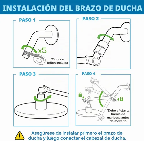 Vista 5 de SparkPod - Extensión de brazo de ducha ajustable de latón macizo, con conexión universal para todos los cabezales de ducha Fácil de instalar