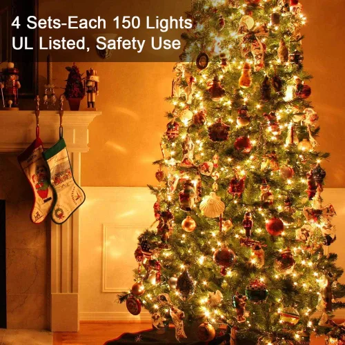 Vista 4 de Brizled Luces de Navidad, 600 luces incandescentes de 139.2 pies, mini luces conectables con certificación UL de 120V para decoración de Navidad