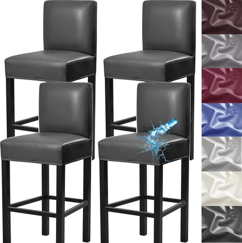 Vista 7 de Fundas para taburetes de bar, paquete de 2 fundas elásticas impermeables de poliuretano con respaldo, fundas extraíbles para taburetes de bar