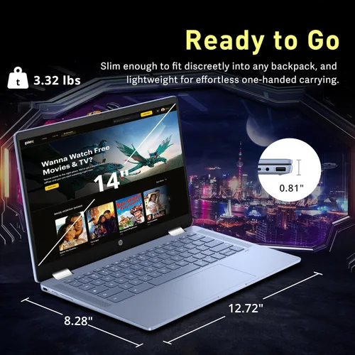 Vista 7 de HP Chromebook x360 - Laptop con pantalla táctil FHD de 14 pulgadas, procesador Intel N100, 4 GB de RAM, 224 GB de almacenamiento
