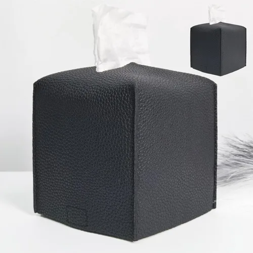 Vista 22 de HOMOTEK Paquete de 2 fundas para caja de pañuelos, soporte cuadrado de piel sintética, organizador de papel decorativo para baño, mesitas de noche