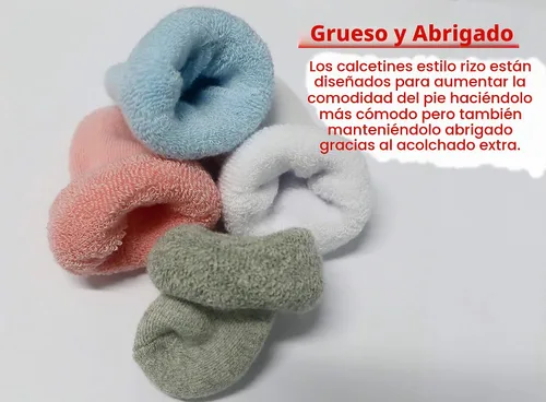 Vista 3 de RATIVE Baby Socks Soft Terry Turn Cuff For Newborns (0-6 Months)
