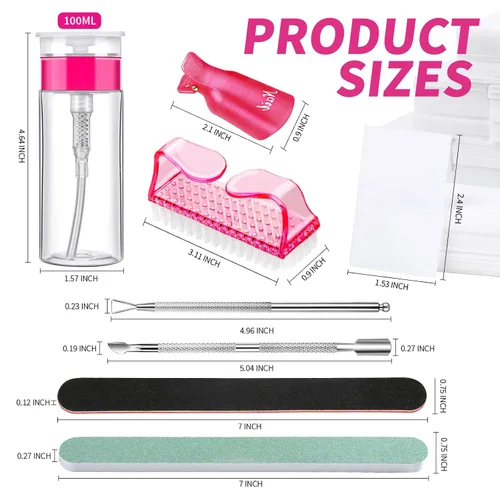 Vista 7 de Kit de herramientas de removedor de esmalte de uñas en gel FANDAMEI con pinzas para uñas, botella de removedor de esmalte de uñas de 100ml, 500