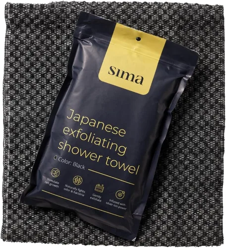 Vista 7 de Toalla exfoliante para la cara y el cuerpo - Toalla exfoliante japonesa con fibras hexagonales, exfoliante corporal con 2 lados para frotar y lavar